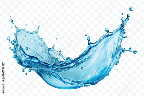 realistic 3d fresh liquid water splash in mid air cut and curve style isolated on transparent background