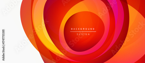 Abstract design features concentric circles. Warm colors dominate, creating dynamic visual effect. Text reads background design.