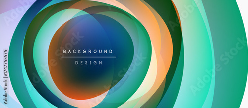 Abstract concentric circles, vibrant colors blend. Modern design evokes movement, depth, visual interest. Text reads background design.