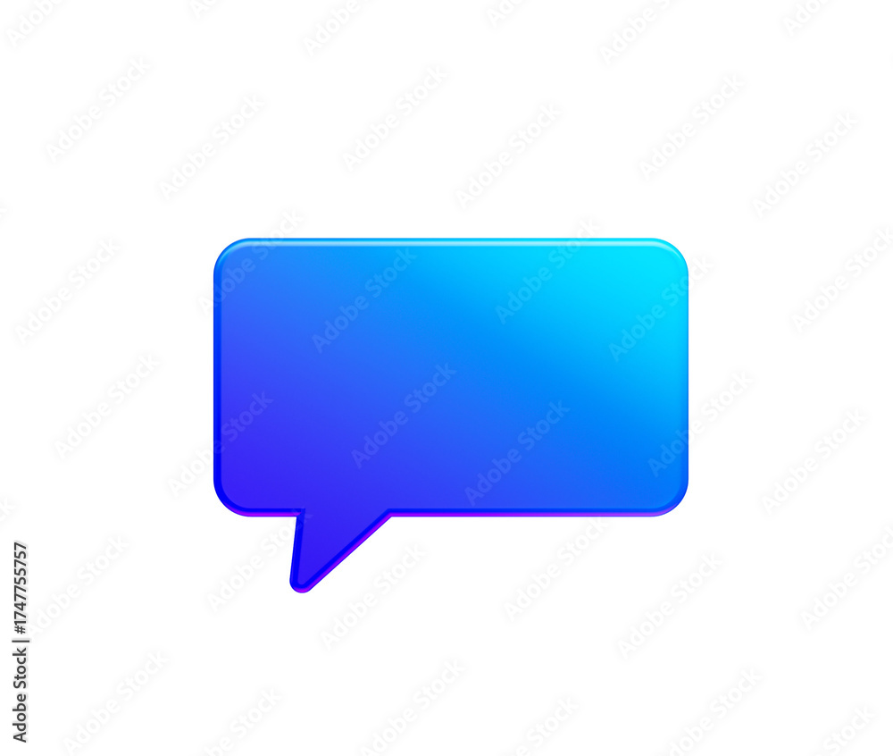 Naklejka premium Vibrant blue gradient chat bubble icon for modern digital communication. 3d illustration