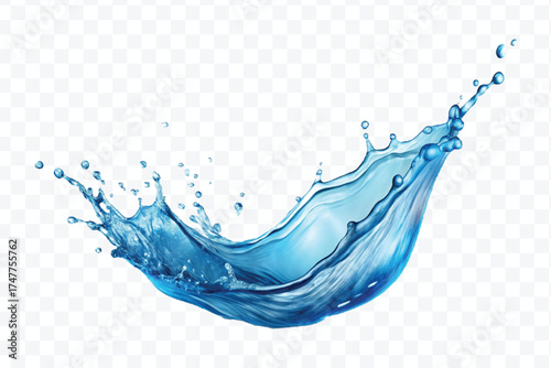 realistic 3d fresh liquid water splash in mid air cut and curve style isolated on transparent background