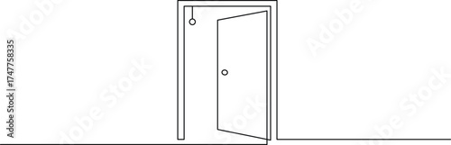 Open door beckons new beginnings, minimalist line art for modern design projects and interior concepts, simple yet powerful visual metaphor for opportunities