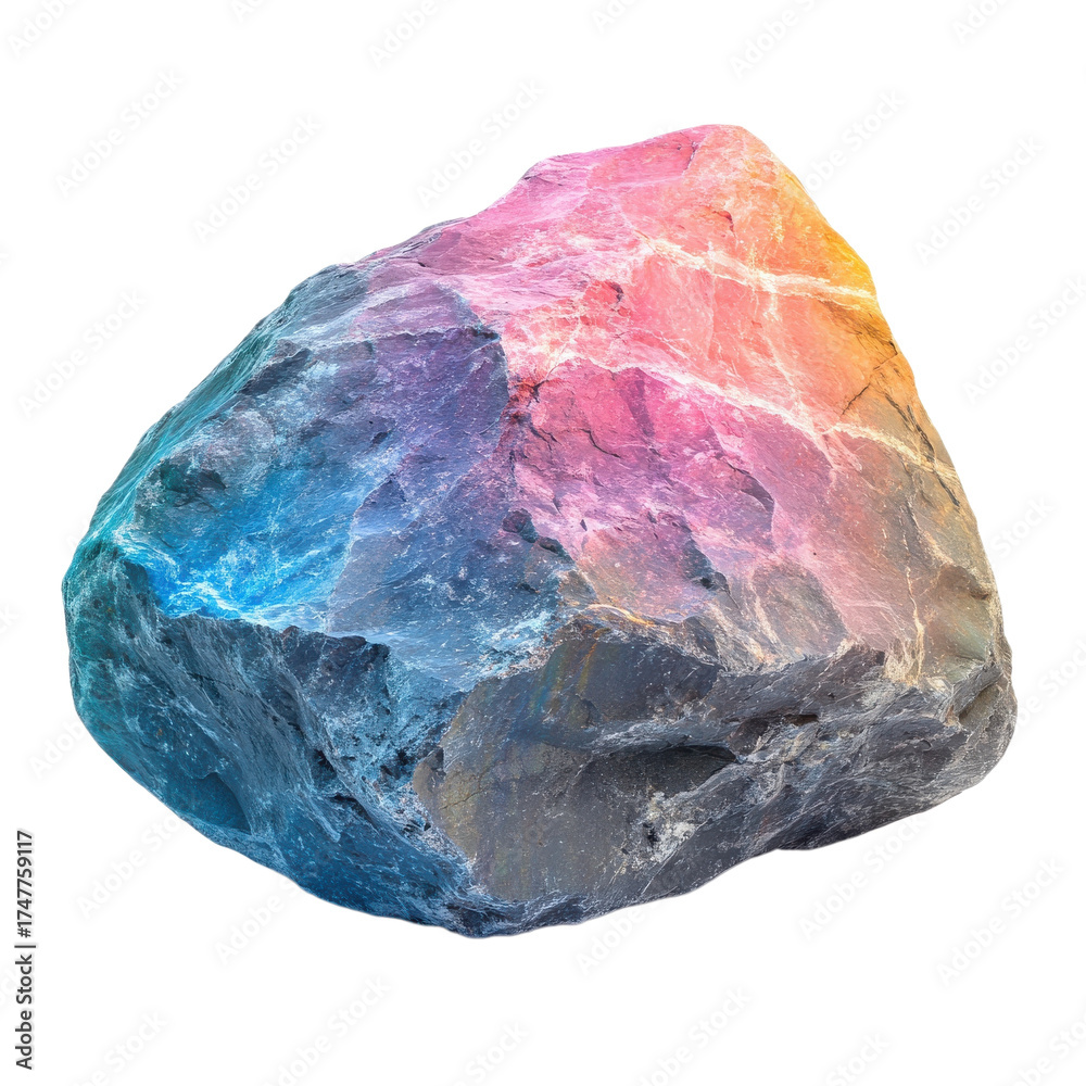 Fototapeta premium A colorful painted rock on transparent background