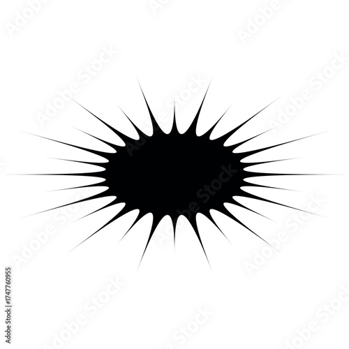 Black starburst shape with ...