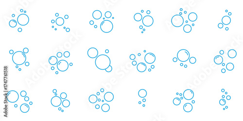 Set of Bubbles and foam icon . Soap foam symbols.