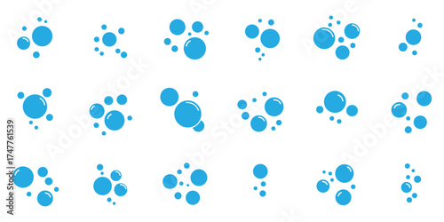 Bubble icon set. Soap foam, fizzy drink,  effervescent effect line icons set.
