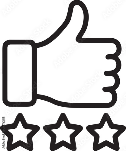 Thumbs Up with Three Stars: The perfect image to convey positive feedback and show the best quality