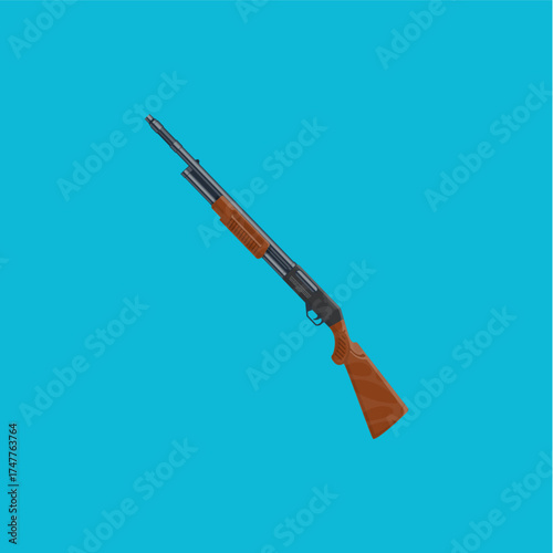 Hunting shotgun icon logo flat vector design