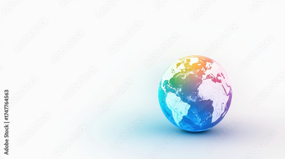 Fototapeta premium globe minimalist Silhouette colourful Minimalist globe silhouette with colorful continents, each continent represented by a different color