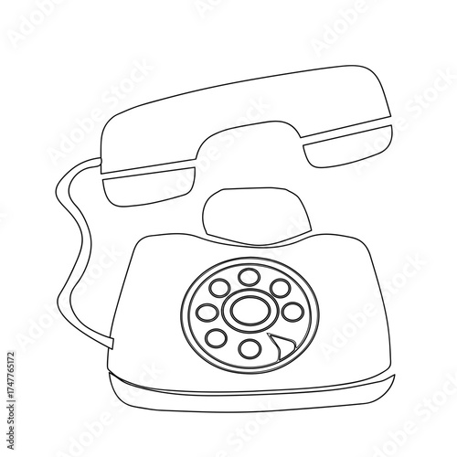Vintage Rotary Telephone Outline