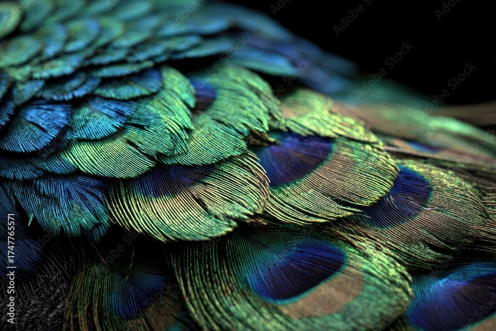 Obraz premium Close-up peacock feather display, vibrant colors