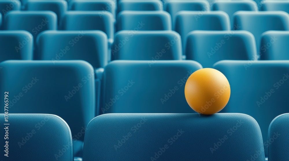 Fototapeta premium Empty Stadium Seat Rows of empty seats in a large stadium, the calm before the storm, as the area awaits cheering fans and vibrant atmosphere.
