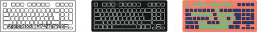 Three Keyboard Designs Depicting Technological Evolution and Versatility in Input Methods for Computers and Digital Devices Emphasizing User Interfaces