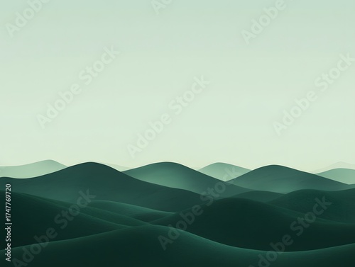 Serene Green Hills Landscape Minimalist Nature Scenery
