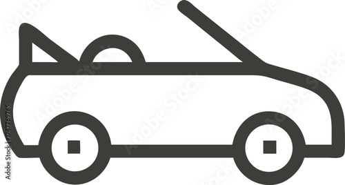 Simple line art icon of a convertible sports car