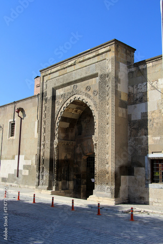 The Muslihiye (Sircali) Madrasa is located in Konya, Turkey. It was built in 1242 during the Seljuk period. An example of the madrasa's wall decorations.