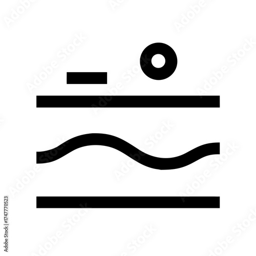 Minimalist black and white sea illustration