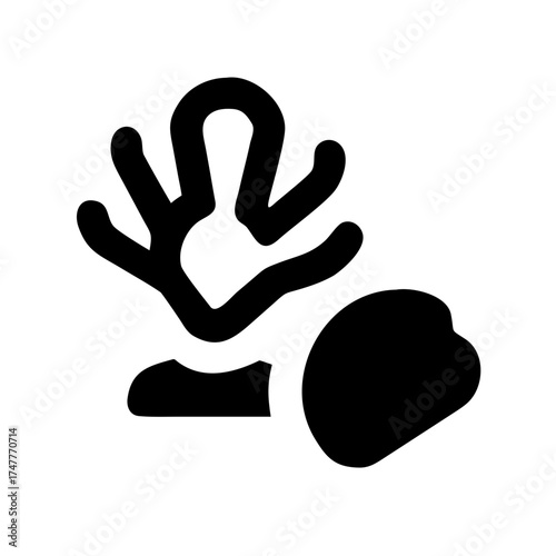 Stylized coral reef with rock in black color