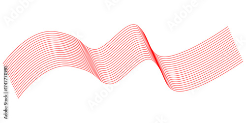 Abstract red and white striped background design with a dynamic vector wave pattern