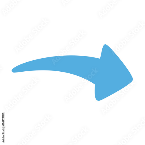 Blue Arrow Right Pastel Doodle Pointer Curved Illustration