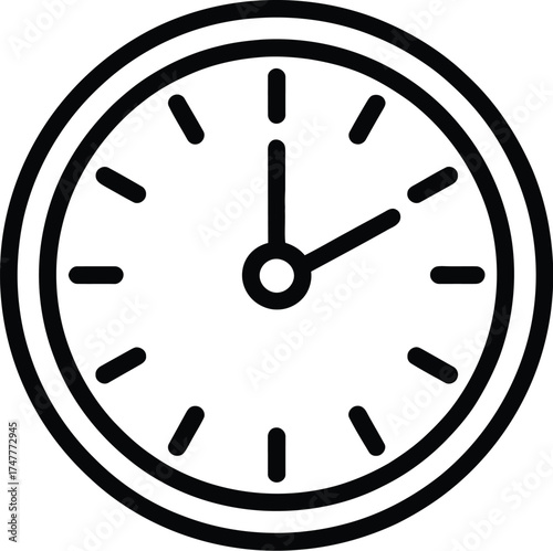 Round clock face with hands time analog