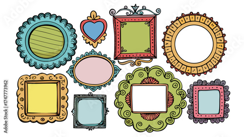 Vector art of hand drawn doodle frames collection