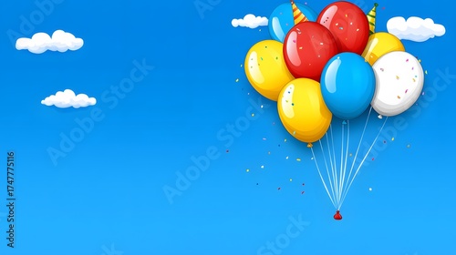 Celebration background with colorful balloons and confetti for festive events