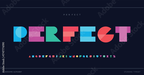 Overlay colorful type for modern logo, headline, bright lettering and poster typographic. Minimal style vector typography design