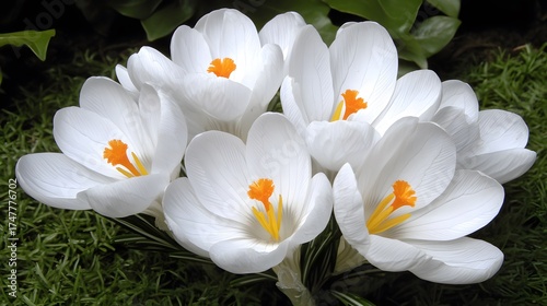 Wallpaper Mural Close-up capture of a cluster of white crocus flowers in full bloom Torontodigital.ca