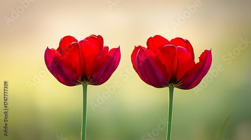 Wallpaper Mural Pair of vibrant red tulips on a soft dreamy background in springtime Torontodigital.ca