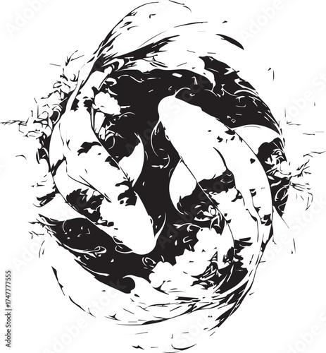 Embrace and Balance: A monochromatic artwork depicts a harmonious balance between dark and light, symbolizing unity and the interconnectedness of all things.