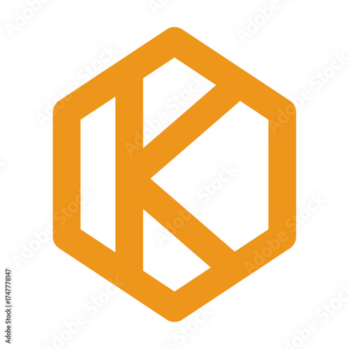 Potassium icon vector with a hexagon symbol representing essential mineral for heart and muscle health in nutrition labels.