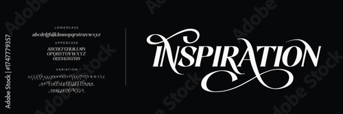 Elegant Font Uppercase Lowercase and Number. Classic Lettering Minimal Fashion Designs. Typography modern serif fonts regular decorative vintage concept. vector illustration 