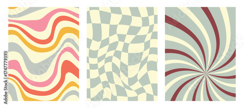 Groovy Retro Background Pack – Wavy, Checker & Burst Designs