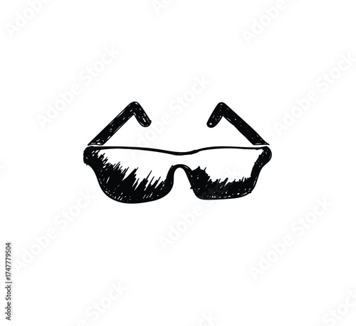 Hand drawn doodles hand drawn black sunglasses glasses, eyewear, fashion, trendy, vintage, retro, modern, design, symbol, drawing, sketch, art