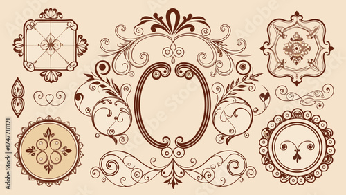 Vector art of set of vintage design elements