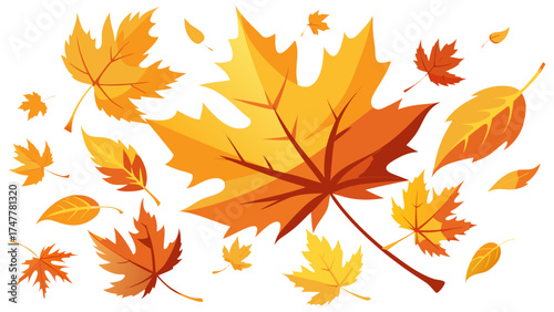 Vector art of autumn leaves falling in cartoon style
