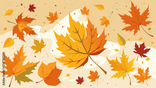 Vector art of autumn leaves falling, creating a beautiful seasonal background