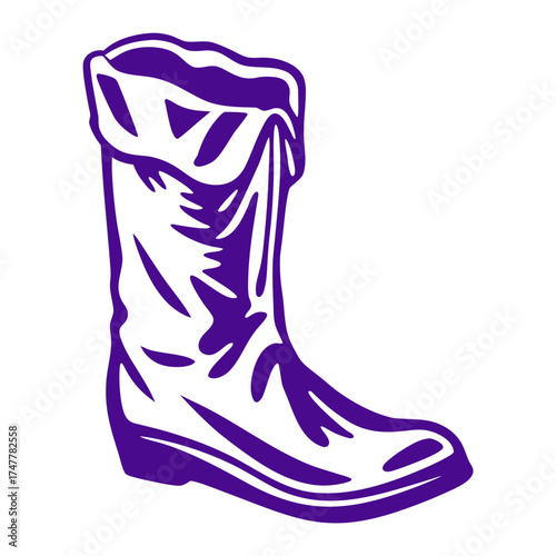 Empty St. Nicholas Boot Illustration, Purple St Nicholas Boot Empty boot with a folded top standing upright with subtle creases