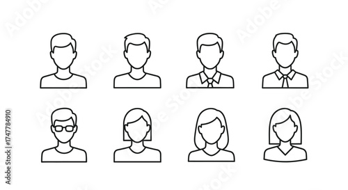 Hand drawn user profile icons set diverse people avatars sketch style representing individuals vector