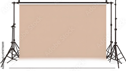 Studio backdrop stand with light brown muslin background for photography