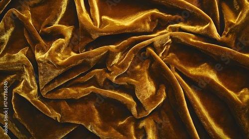 luxurious draped golden yellow velvet fabric texture background design