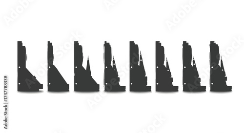 Abstract geometric shapes progressive sequence dark silhouette forms artistic texture visual representation vector