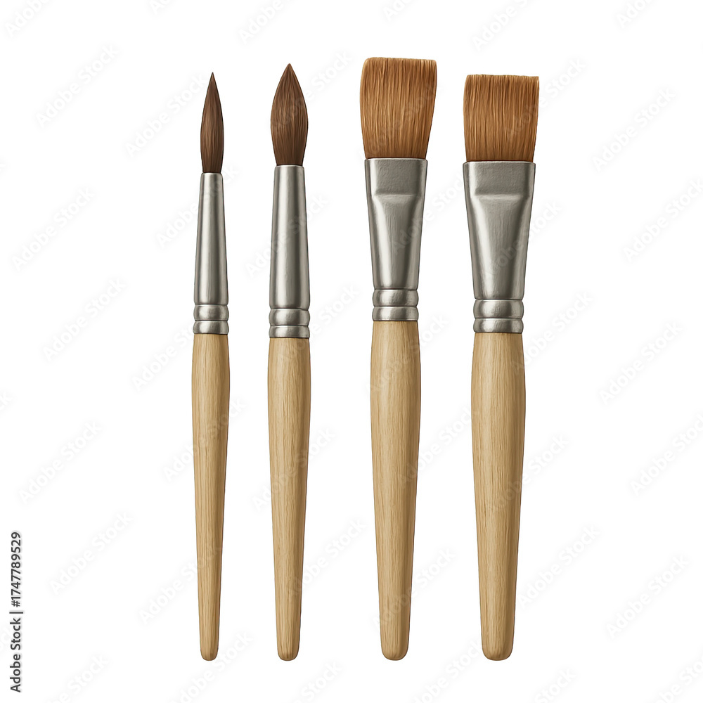 Naklejka premium Set of artist paintbrushes for creative projects.