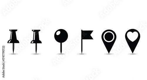 Collection of location pointers and push pins expressing navigation and destination concepts vector