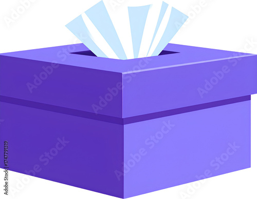 Tissue Box, Purple Color, Isolated On White Transparent Background PNG Object Cut Out