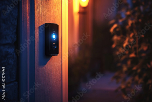 Modern Smart Doorbell Camera with Motion Sensor and Wireless Security System, Generative AI