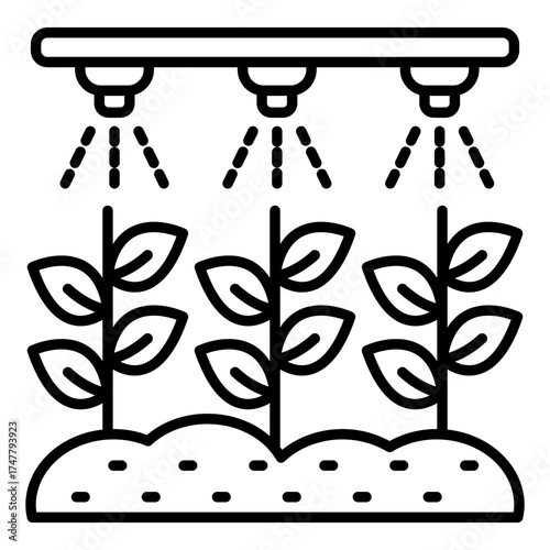 Conceptual linear design icon of vegetable irrigation 