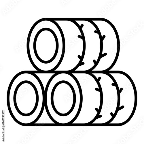 A linear design icon of haystacks 