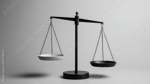 Black and White Balance Scale on Minimalist Gray Background
